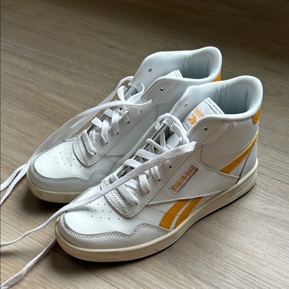 Reebok Women's Club High Top White and Gold Sneakers